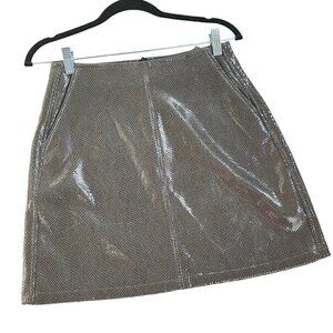 MOLLY BRACKET KHAKI GREEN SNAKEPRINT FAUX LEATHER SKIRT